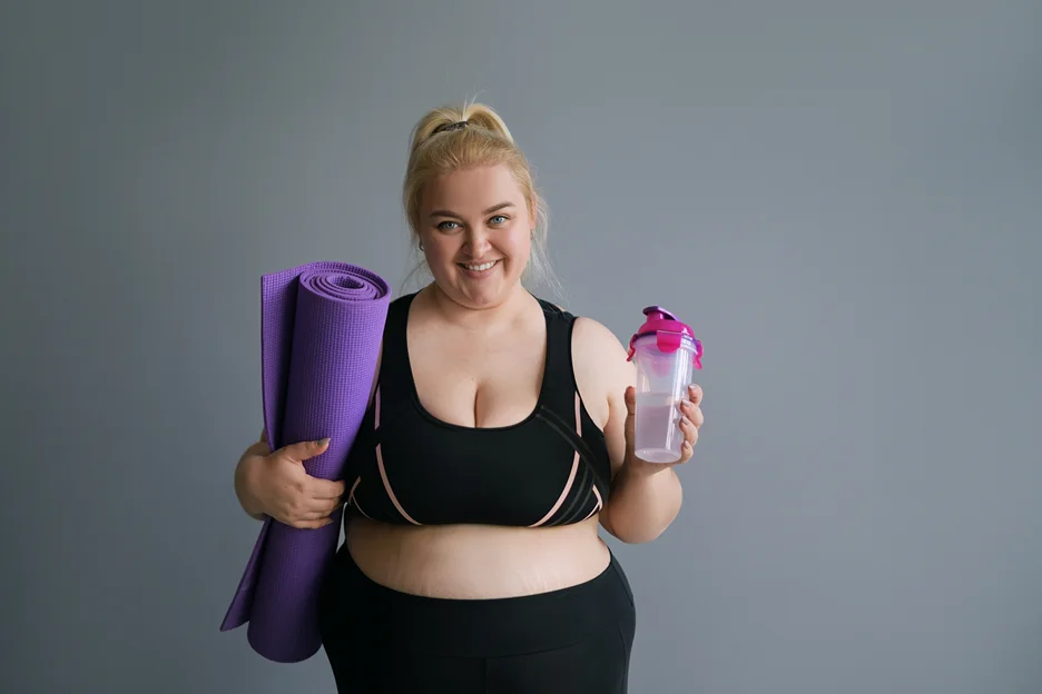 An Obese Woman Ready for Workout